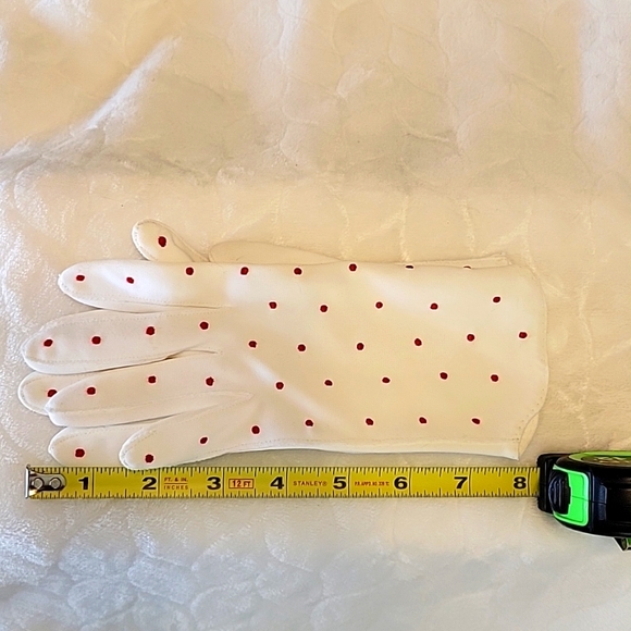 Vintage Van Raalte red polka dot dress gloves size 6 1/2 - Picture 4 of 7